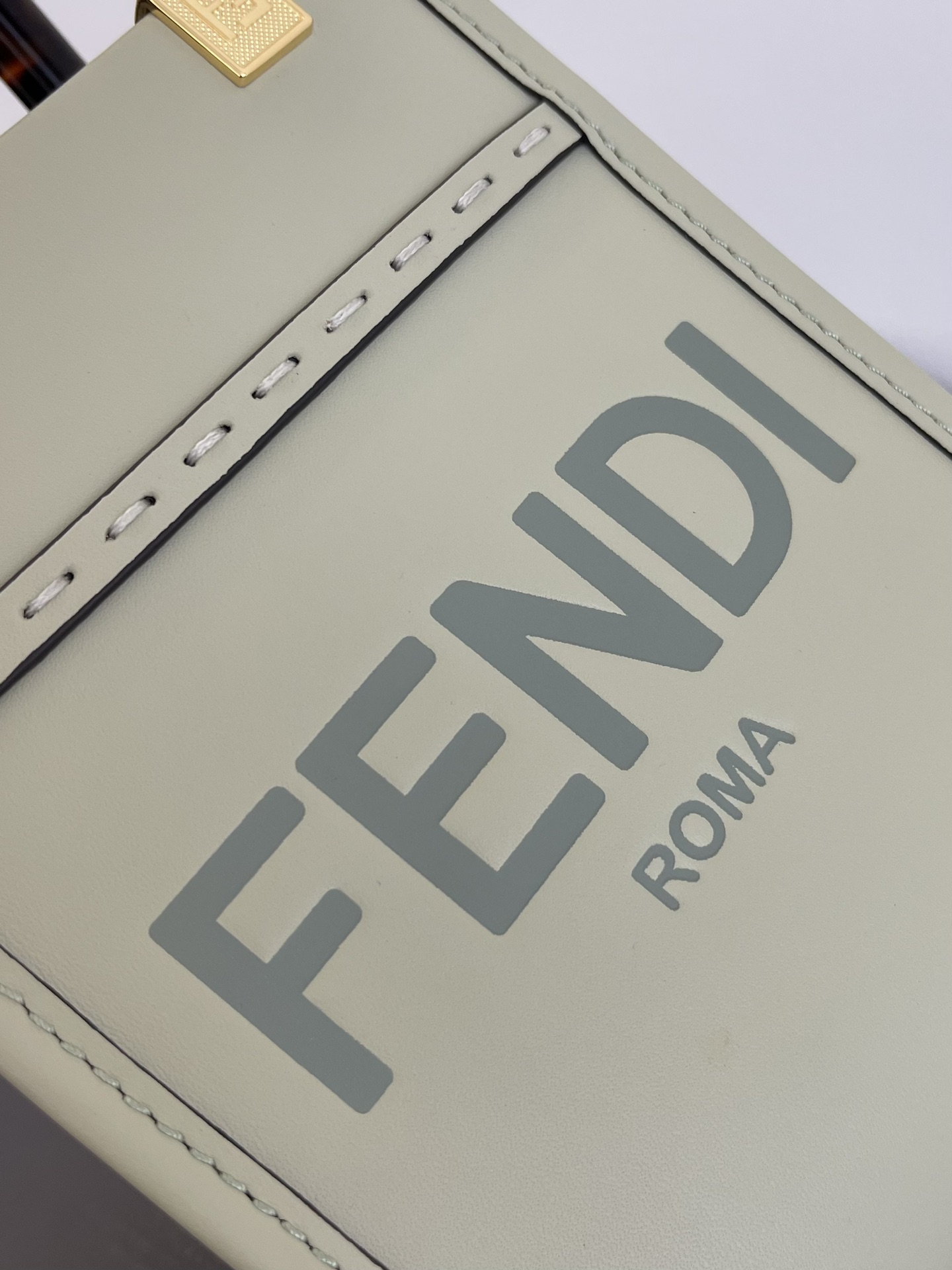 Fendi Mini Sunshine Shopper Light Grey Leather Bag